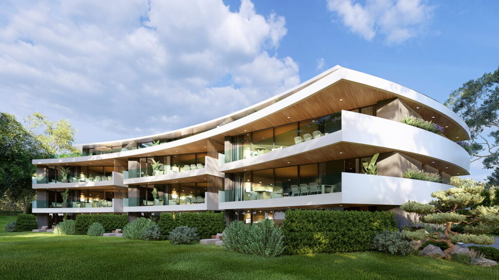 Immeuble de logements de très haut standing développé dans le cadre d'un concours d'architecture à Vandœuvres, Genève.